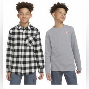 Levi's Youth Grey and Black Flannel & Thermal Top Set